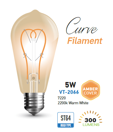 Lampadina led vintage filamento ambrata E27 5W ST64 bulbo V Tac VT-2066 7220