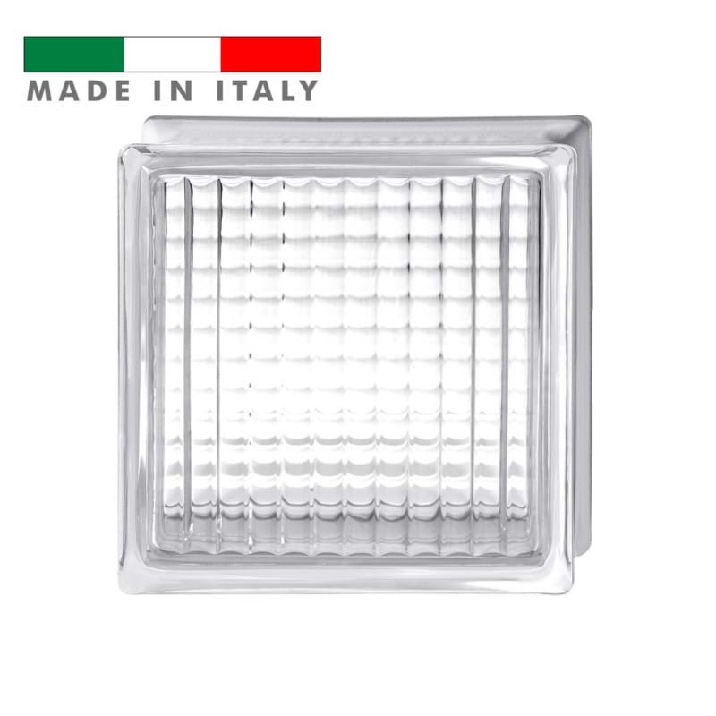 Vetromattone ondulato vetrocemento mattone vetro Bastoncino incrociato quadretti Pure Bormioli 19X19X8