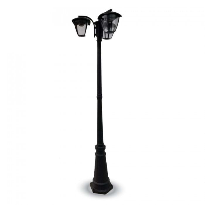 Lampione palo giardino a tre lanterne lampade 199 cm 3 bracci alluminio E27 IP44 esterno V-Tac VT-740 7063