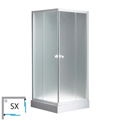Box doccia 70x90 bianco angolare cristallo trasparente 5 mm scorrevole sinistro H 195