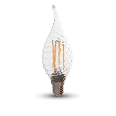 Lampadine filamento led E14 4W vetro candela twist torciglione fiamma V Tac VT-1995 214308 214431 214432