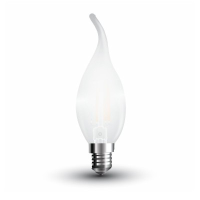 Lampadine led vetro satinato E14 4W filamento frost candela fiamma V Tac VT-1937 4477 4478 4479