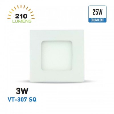 Pannello led incasso quadrato bianco 3W 8,5 cm V Tac Vt-307 SQ 6292/6293/6294