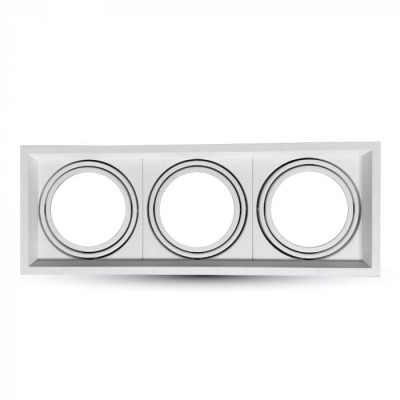 Portafaretto incasso 3 posti AR111 quadrato orientabile alluminio Bianco V Tac VT-7223 3577
