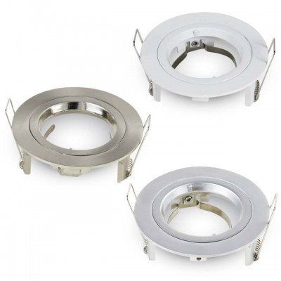 Portafaretto rotondo per lampadine GU10 GU5.3 alluminio bianco satinato grigio V Tac VT-774 3642/3643/3644