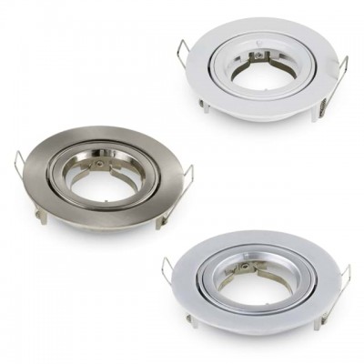 Portafaretto rotondo orientabile per lampadine GU10 GU5.3 alluminio bianco satinato grigio V Tac VT-775 3645/3646/3647
