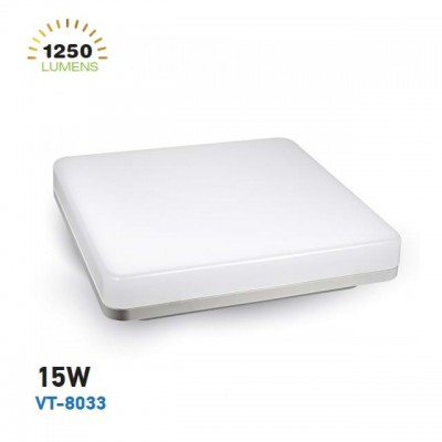 Plafoniera led 15W IP44 bianca quadrata esterno V-Tac VT-8033SQ 1390/5567/1391