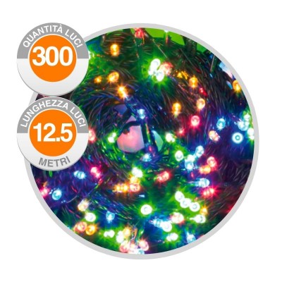 Luci di Natale Natalizie multicolore esterno interno 300 Led IP44 Reflex con controller XS-001
