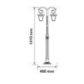 Lampione palo giardino a tre lanterne lampade 199 cm 3 bracci alluminio E27 IP44 esterno V-Tac VT-740 7063