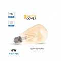 LAMPADINE LED E27 4W ST64 FILAMENTO VINTAGE V TAC VT-1964 4361 AMBER COVER VETRO AMBRATO
