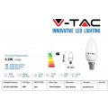 LAMPADINE LED E14 C37 4.5W SMD SAMSUNG CANDELA LUCE NATURALE 4000K V-TAC VT-255 259