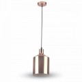 Lampadario pendente sospeso metallo cromo o oro rosa a cilindro portalampada E27 Ø 175 V Tac VT-8175 3705 3706