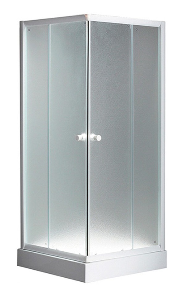 Box doccia bianco angolare cristallo perlato 5 mm scorrevole quadrato 80x80 H 195